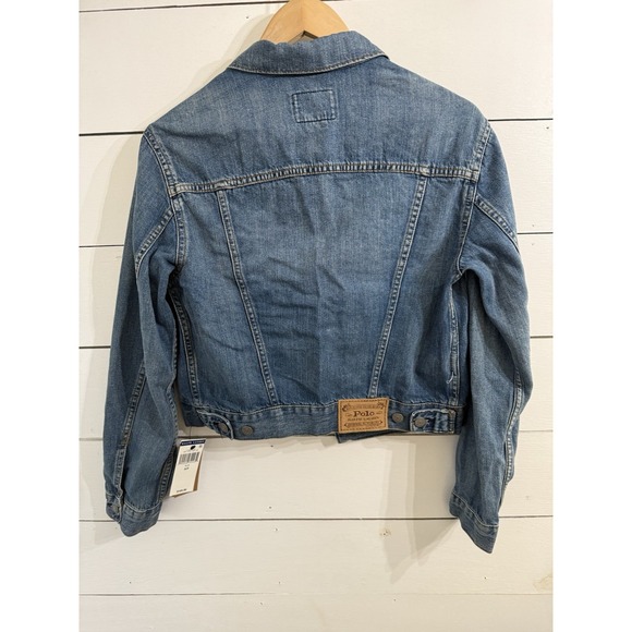 POLO RALPH LAUREN Women's Distressed Faded Denim Trucker Jacket Small NWT - Picture 7 of 12